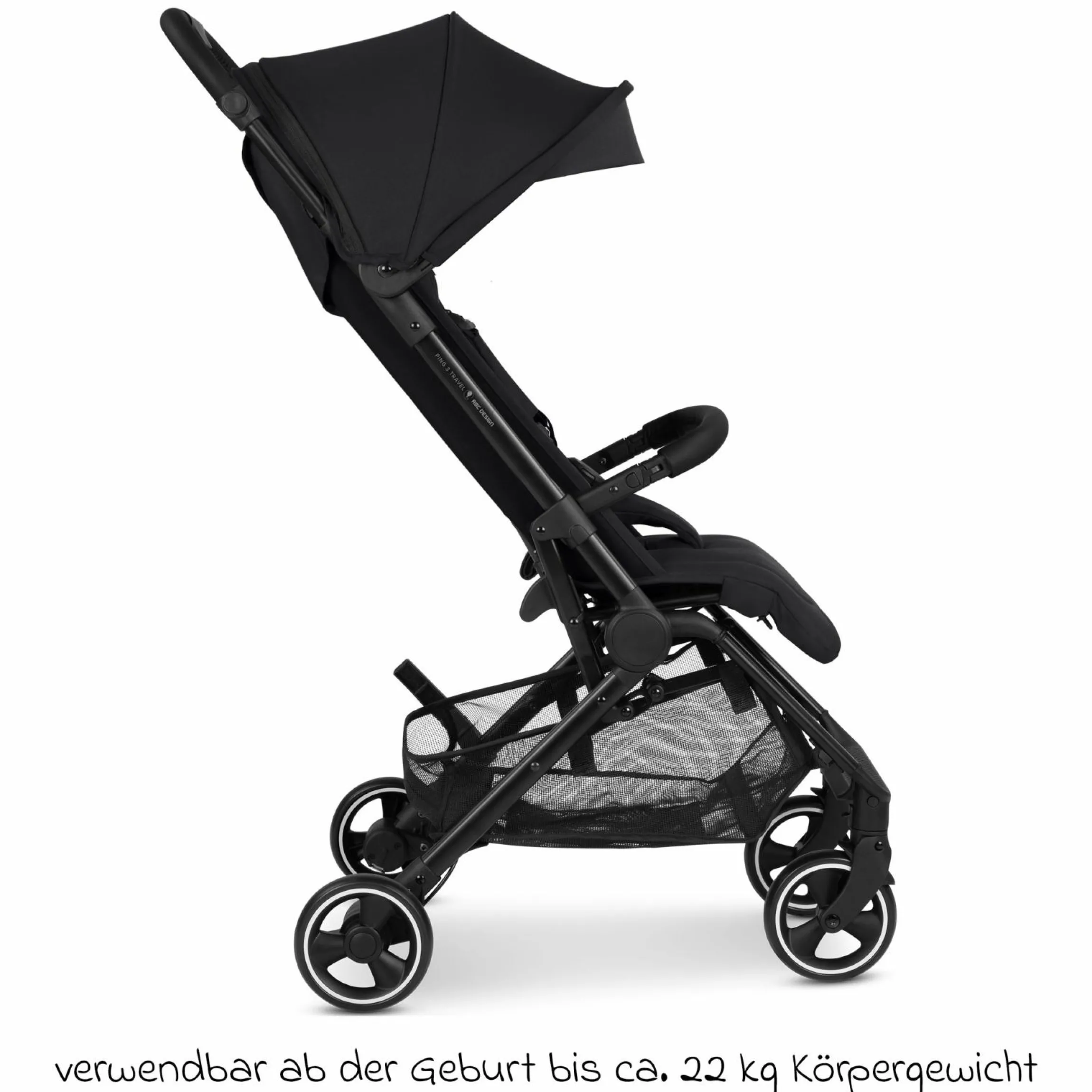 Buggy & Sportwagen Ping 3 Travel bis 22 kg mit flacher Liegeposition inkl. Transporttasche & Tragegurt - Pure - Coal - Kollektion 2025