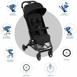 Buggy & Sportwagen Ping 3 Travel bis 22 kg mit flacher Liegeposition inkl. Transporttasche & Tragegurt - Pure - Coal - Kollektion 2025