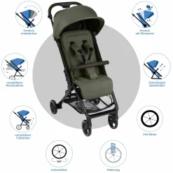 Buggy & Sportwagen Ping 3 Travel bis 22 kg mit flacher Liegeposition inkl. Transporttasche & Tragegurt - Pure - Avocado - Kollektion 2025