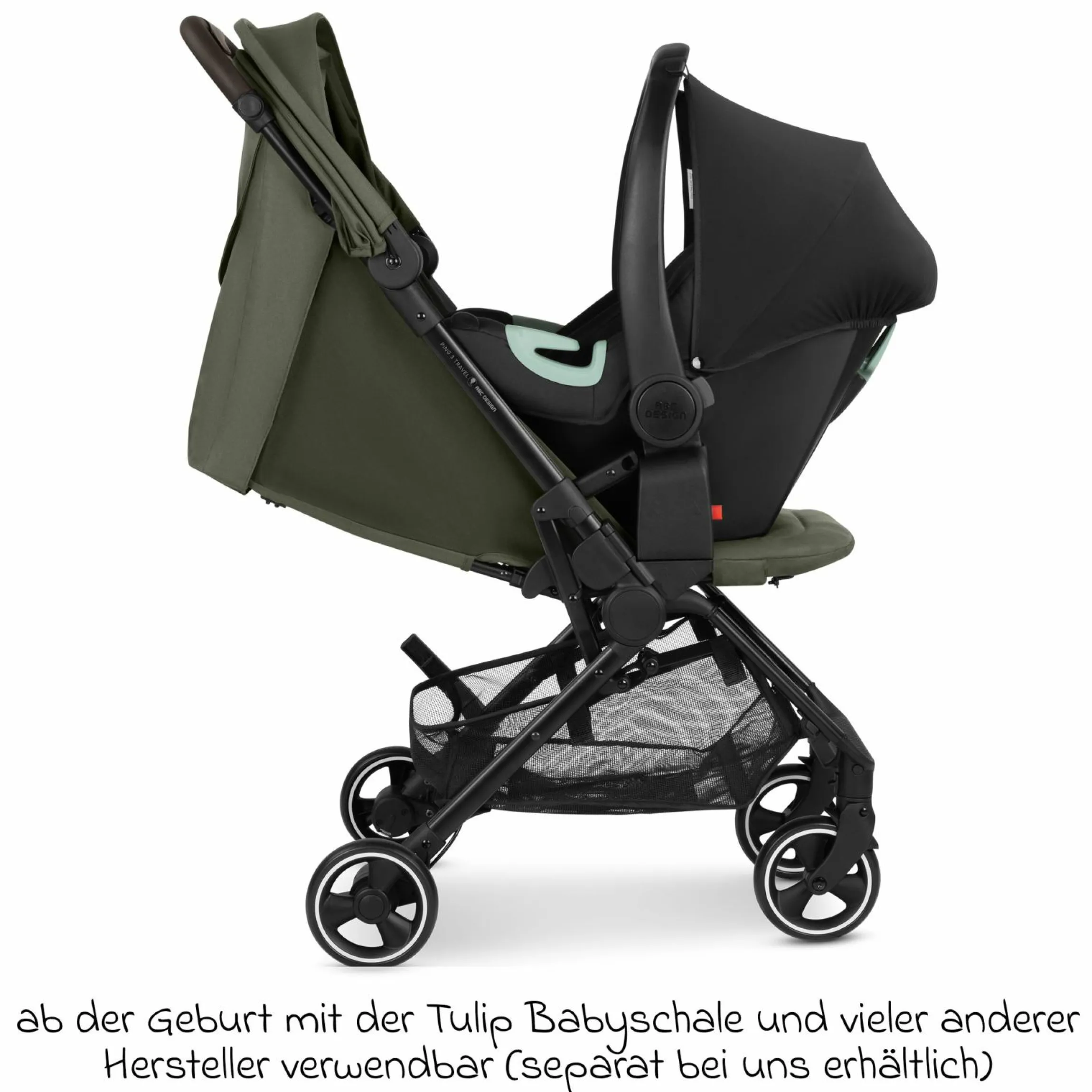Buggy & Sportwagen Ping 3 Travel bis 22 kg mit flacher Liegeposition inkl. Transporttasche & Tragegurt - Pure - Avocado - Kollektion 2025