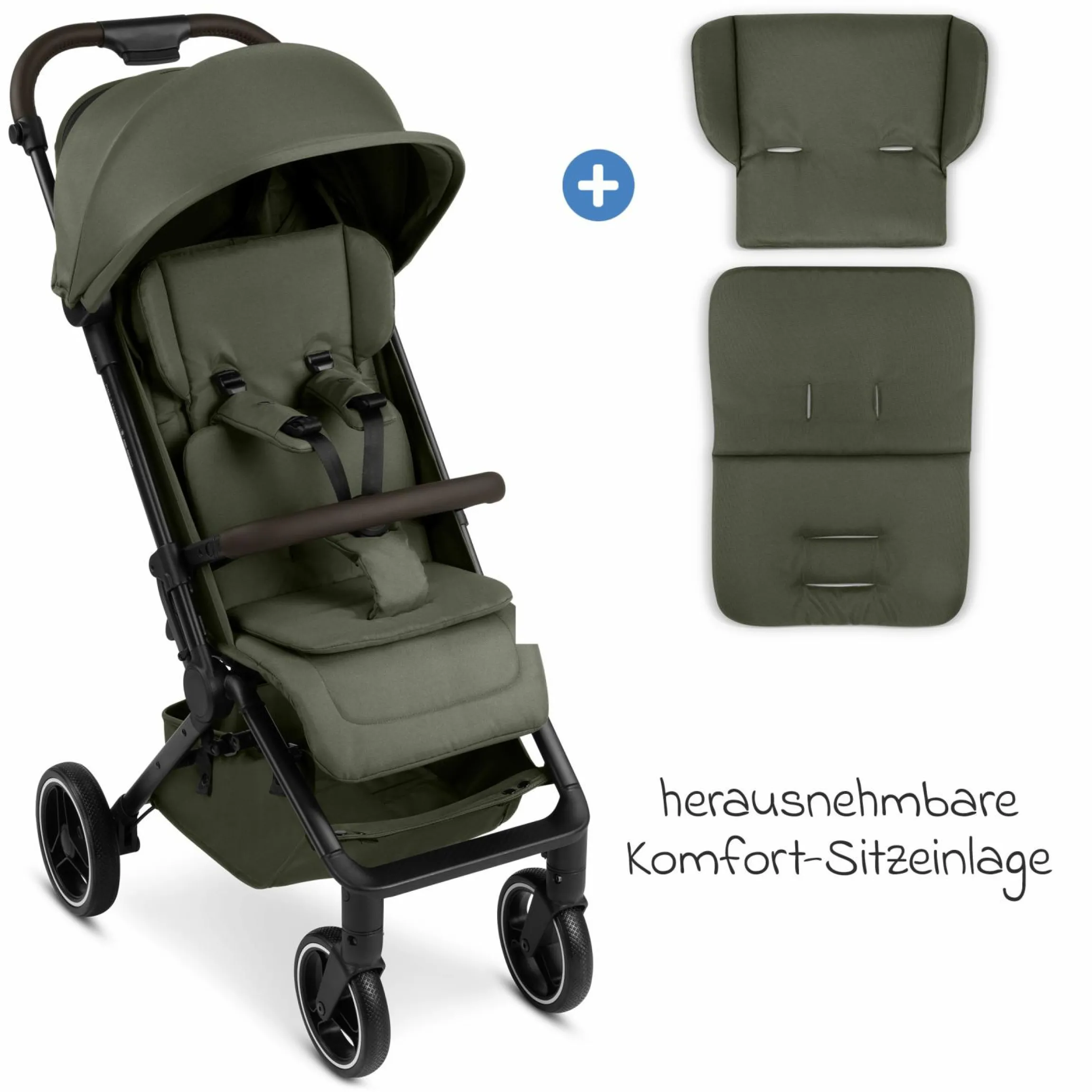 Buggy & Sportwagen Ping 3 Trekking bis 22 kg mit flacher Liegeposition inkl. Sitzeinlage, Transporttasche & Tragegurt - Pure - Avocado - Kollektion 2025
