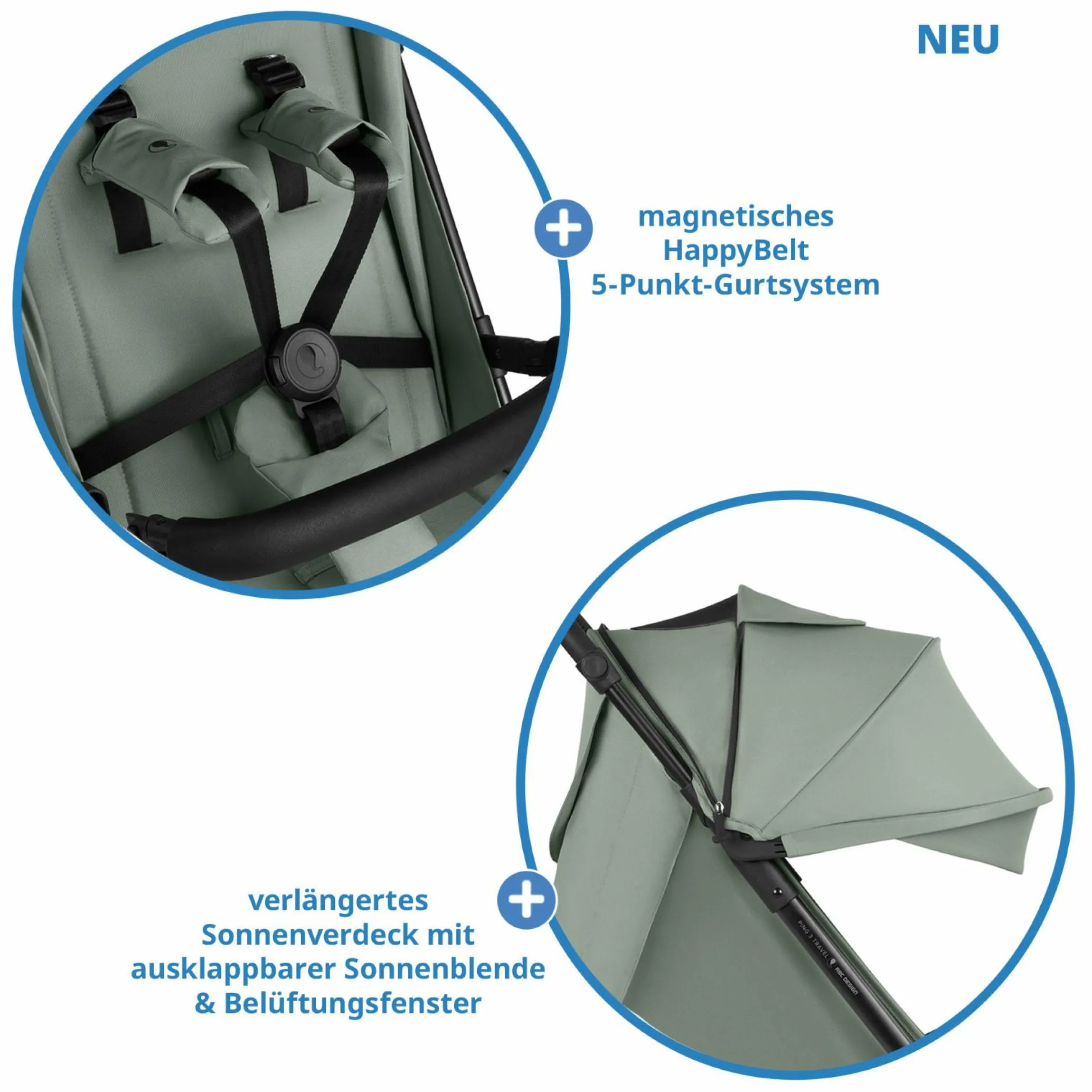 Buggy & Sportwagen Ping 3 Travel bis 22 kg mit flacher Liegeposition inkl. Transporttasche & Tragegurt - Pine - Kollektion 2025