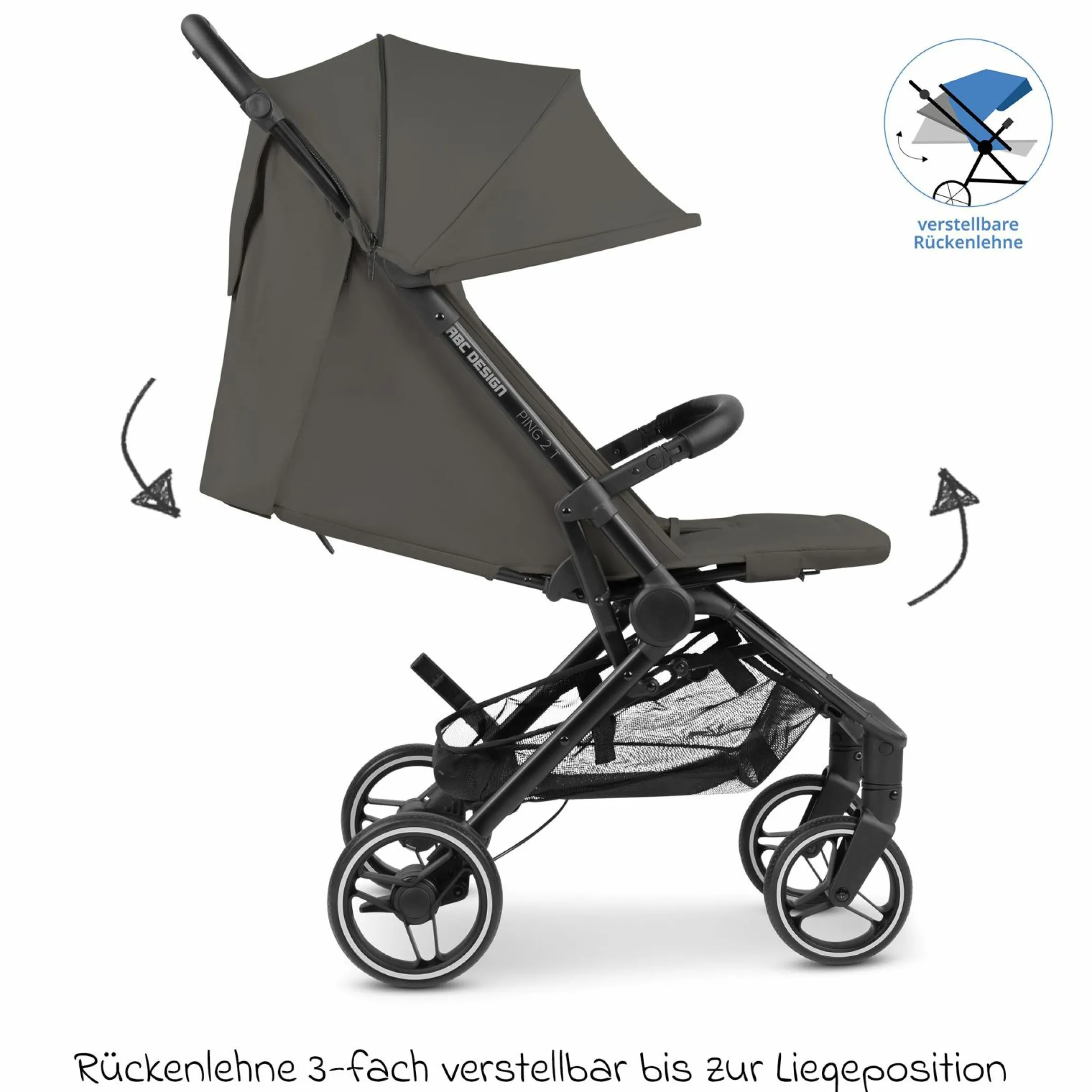 Buggy & Sportwagen Ping Two Trekking mit flacher Liegeposition, Transporttasche und Tragegurt - Cloud - Kollektion 2024