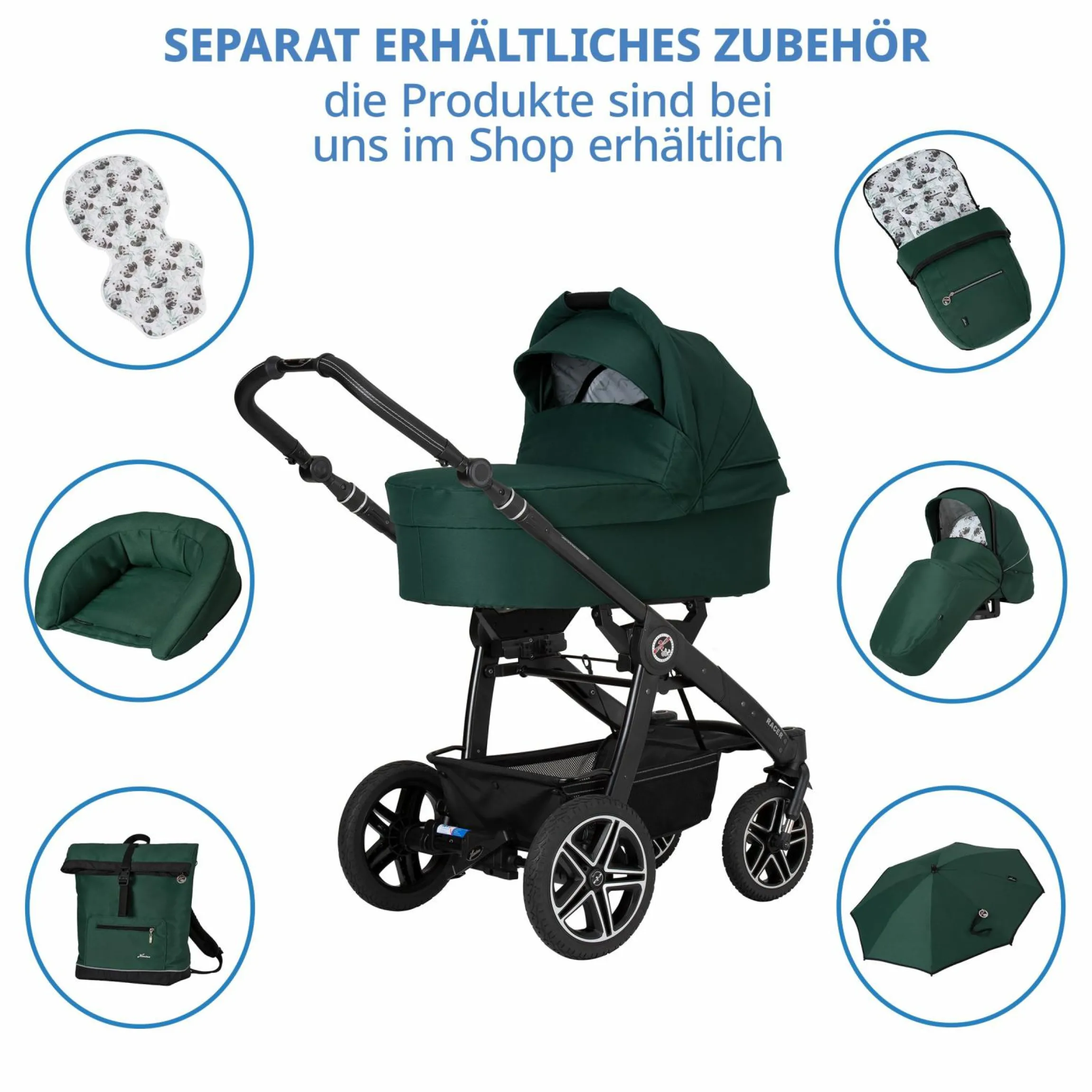Buggy & Sportwagen Racer GTS bis 22 kg belastbar mit Handbremse, Knickschieber inkl. Regenschutz - Panda Family - Kollektion 2024