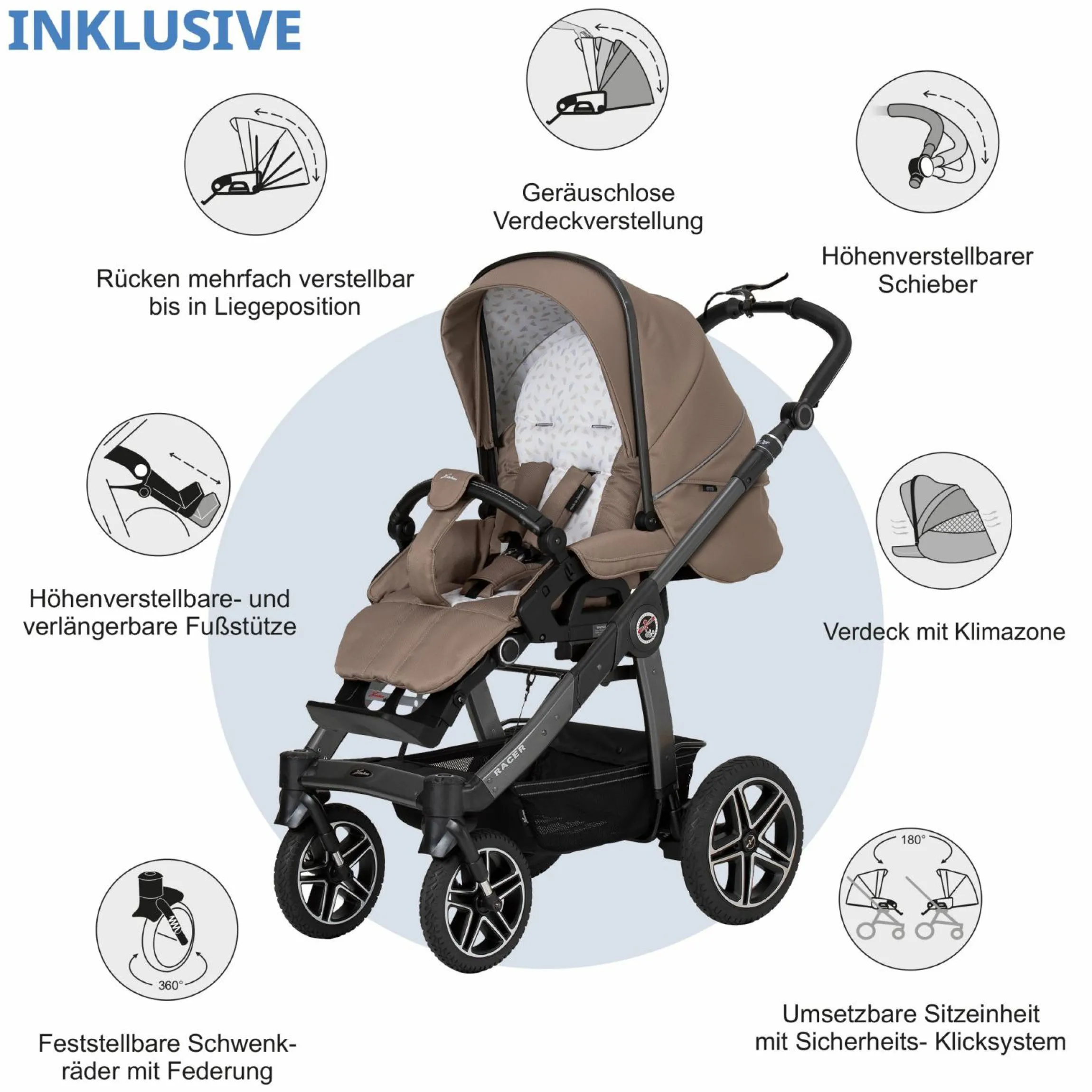 Buggy & Sportwagen Racer GTS bis 22 kg belastbar mit Handbremse, Knickschieber inkl. Regenschutz - Happy Feet - Kollektion 2024