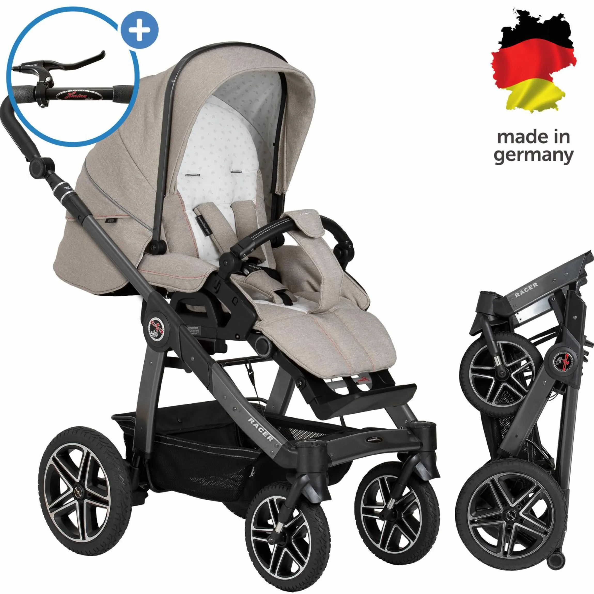 Buggy & Sportwagen Racer GTS bis 22 kg belastbar mit Handbremse, Knickschieber inkl. Regenschutz - Hedgehog Love - Kollektion 2024