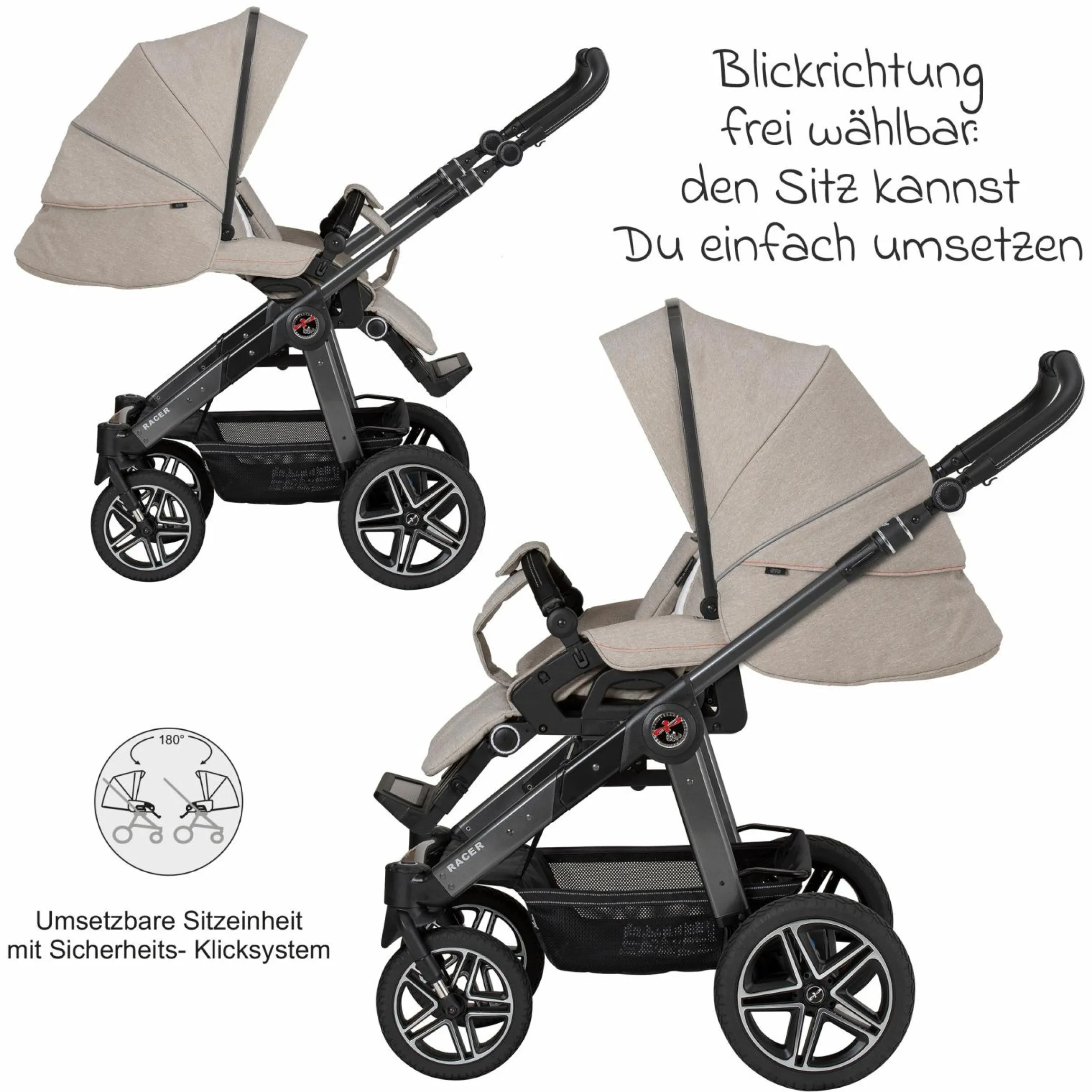 Buggy & Sportwagen Racer GTS bis 22 kg belastbar mit Handbremse, Knickschieber inkl. Regenschutz - Hedgehog Love - Kollektion 2024