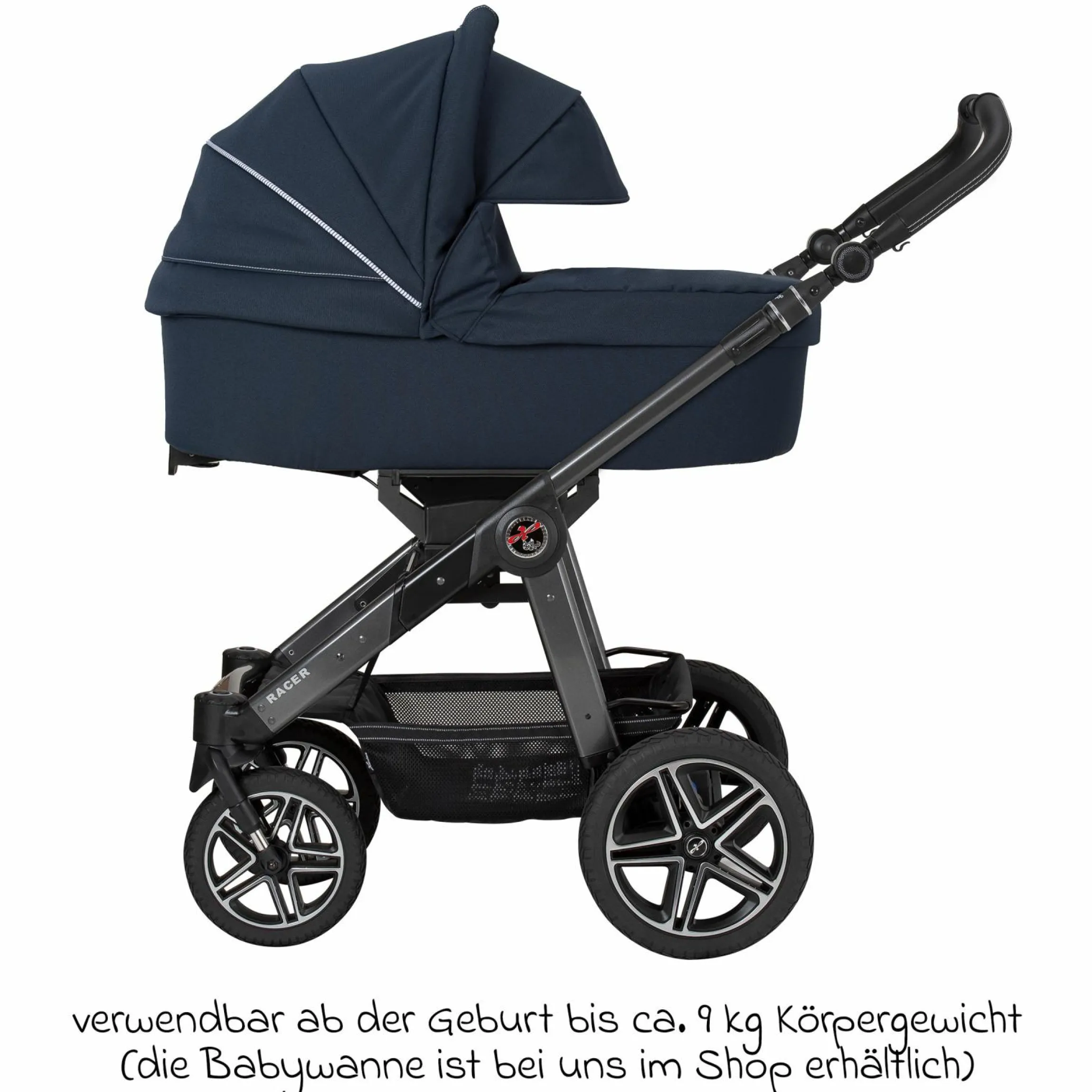 Buggy & Sportwagen Racer GTS bis 22 kg belastbar mit Handbremse, Knickschieber inkl. Regenschutz - Navy Stripes - Kollektion 2024