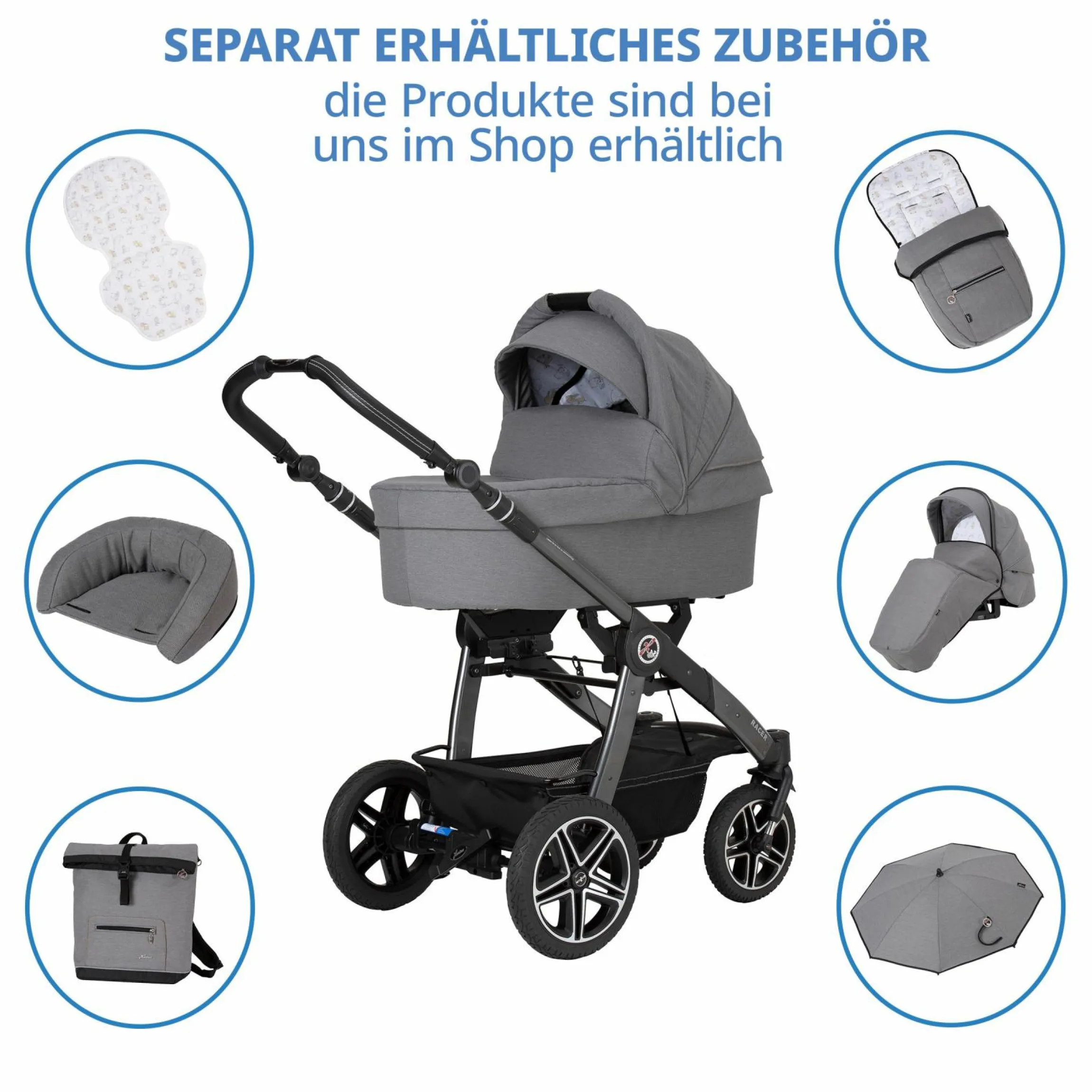 Buggy & Sportwagen Racer GTS bis 22 kg belastbar mit Handbremse, Knickschieber inkl. Regenschutz - Little Zoo - Kollektion 2024