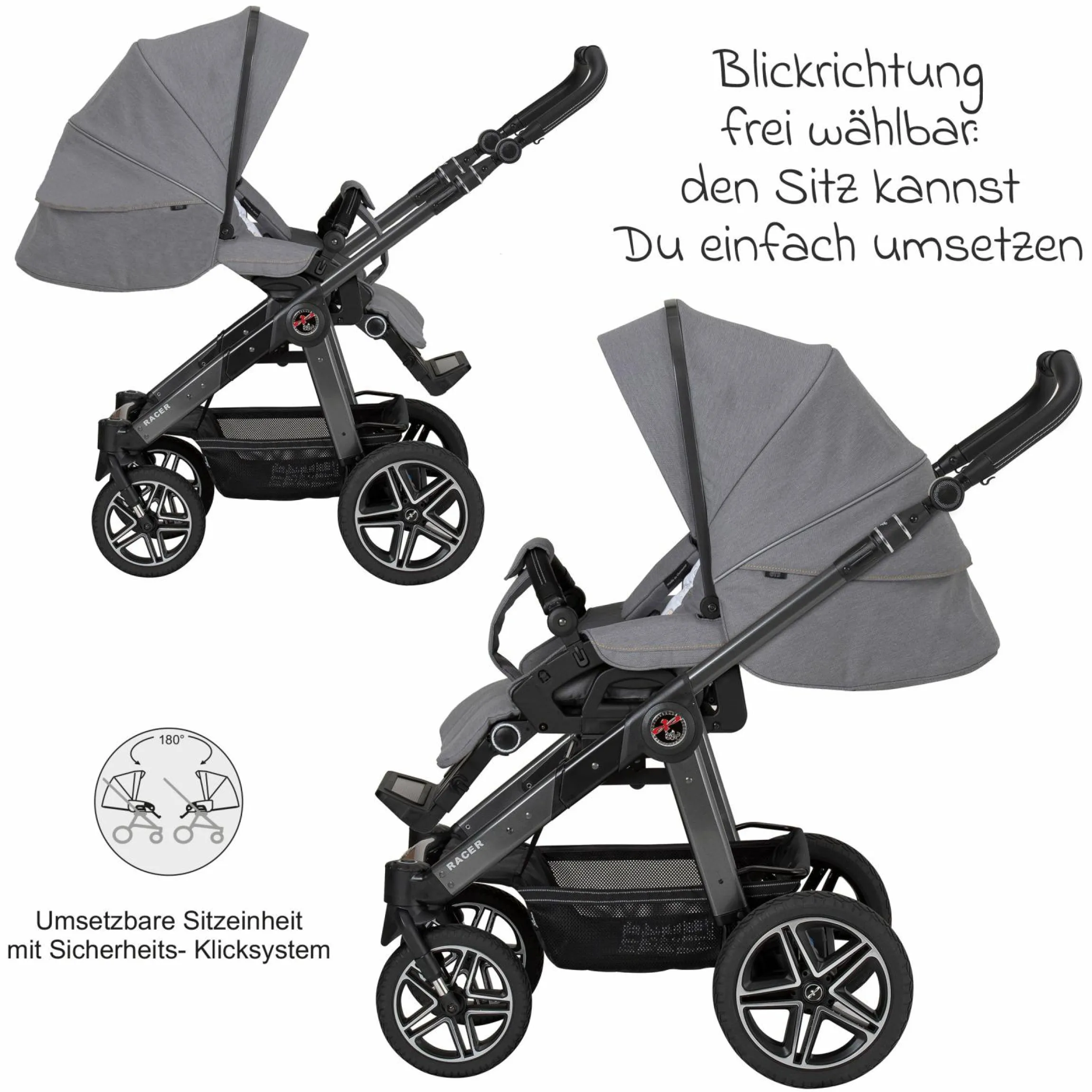 Buggy & Sportwagen Racer GTS bis 22 kg belastbar mit Handbremse, Knickschieber inkl. Regenschutz - Little Zoo - Kollektion 2024