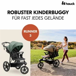 Buggy & Sportwagen Runner 3 (mit großen Luftreifen) - inkl. XXL Zubehörpaket & Fehn Spieltier Eselchen - Jungle Green