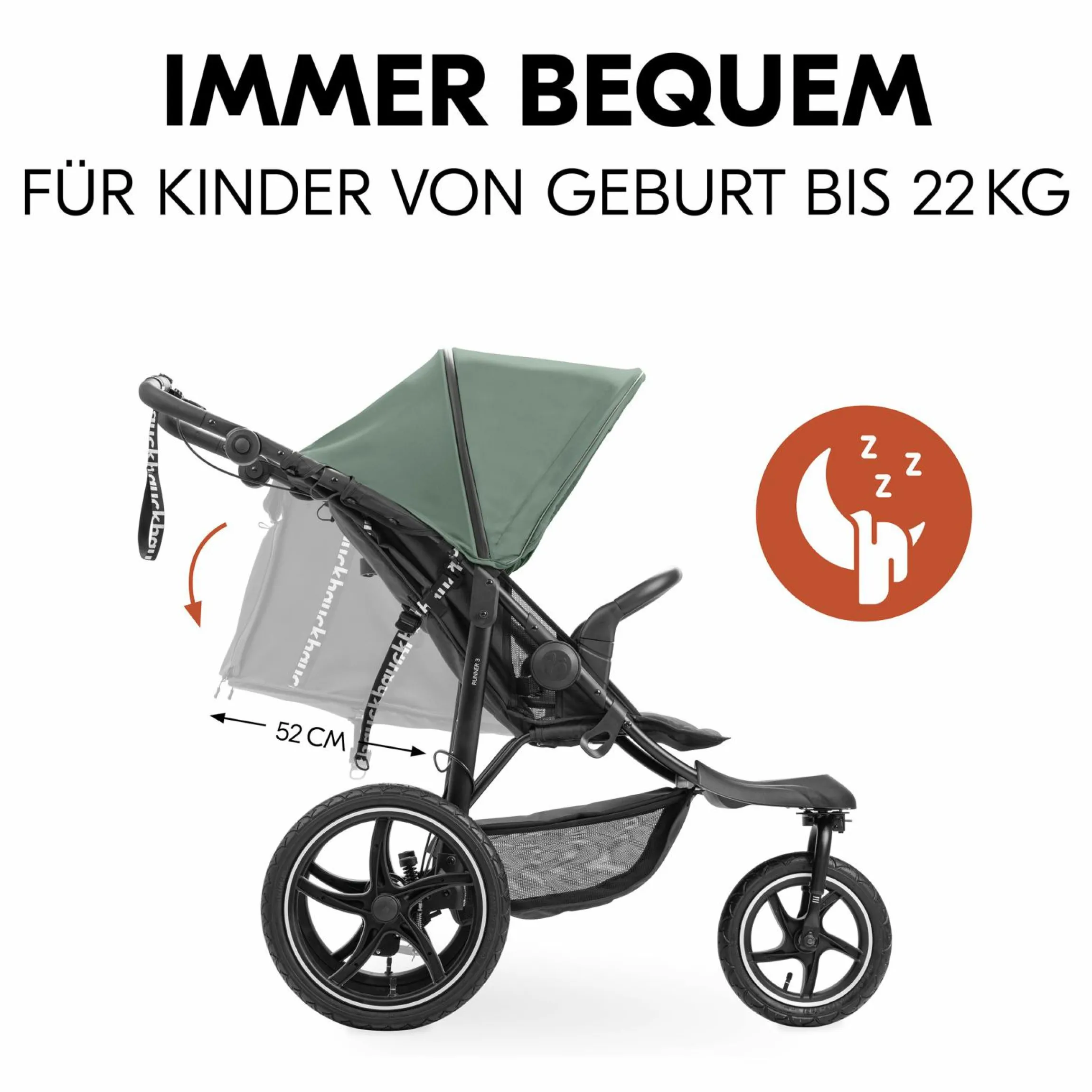 Buggy & Sportwagen Runner 3 (mit großen Luftreifen) - inkl. XXL Zubehörpaket & Fehn Spieltier Eselchen - Jungle Green
