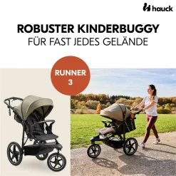 Buggy & Sportwagen Runner 3 (mit großen Luftreifen) - inkl. XXL Zubehörpaket & Fehn Spieltier Schäfchen - Olive