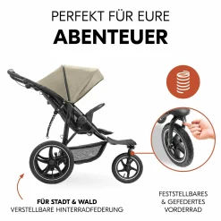 Buggy & Sportwagen Runner 3 (mit großen Luftreifen) - inkl. XXL Zubehörpaket & Fehn Spieltier Schäfchen - Olive