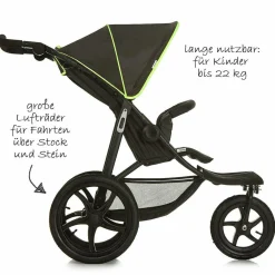 Buggy & Sportwagen Runner mit Luftreifen - Black Neon Yellow