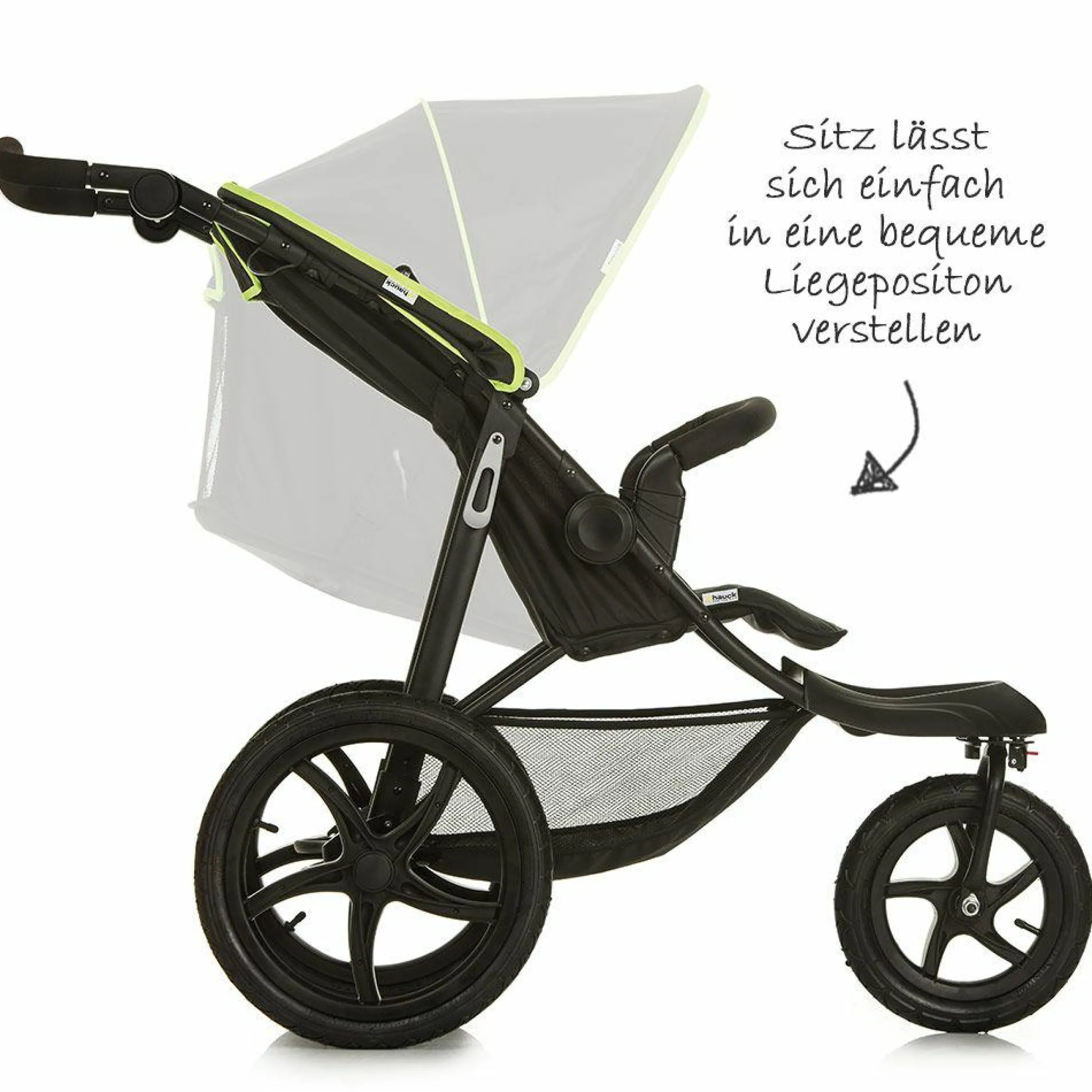 Buggy & Sportwagen Runner mit Luftreifen - Black Neon Yellow