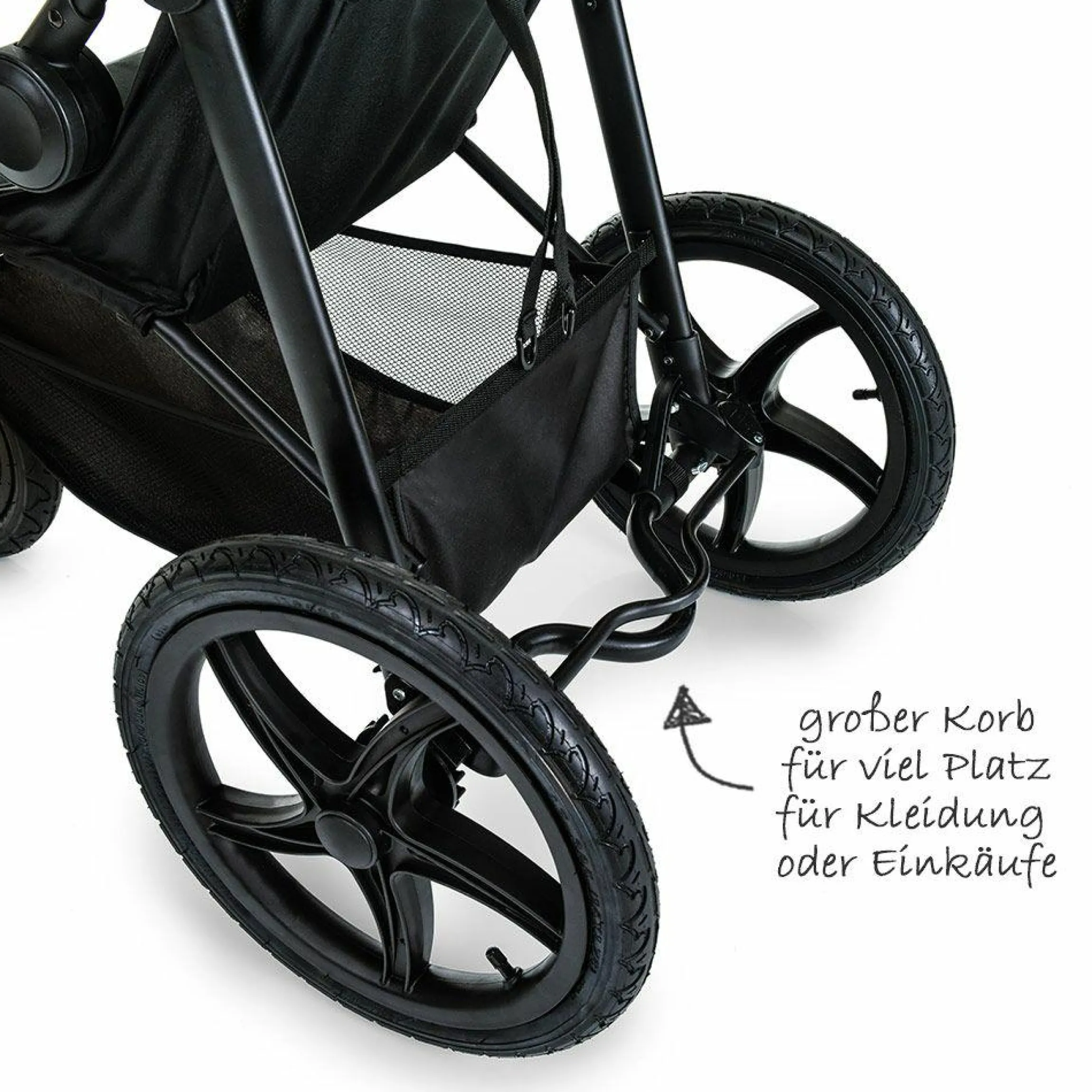 Buggy & Sportwagen Runner mit Luftreifen - Black Neon Yellow
