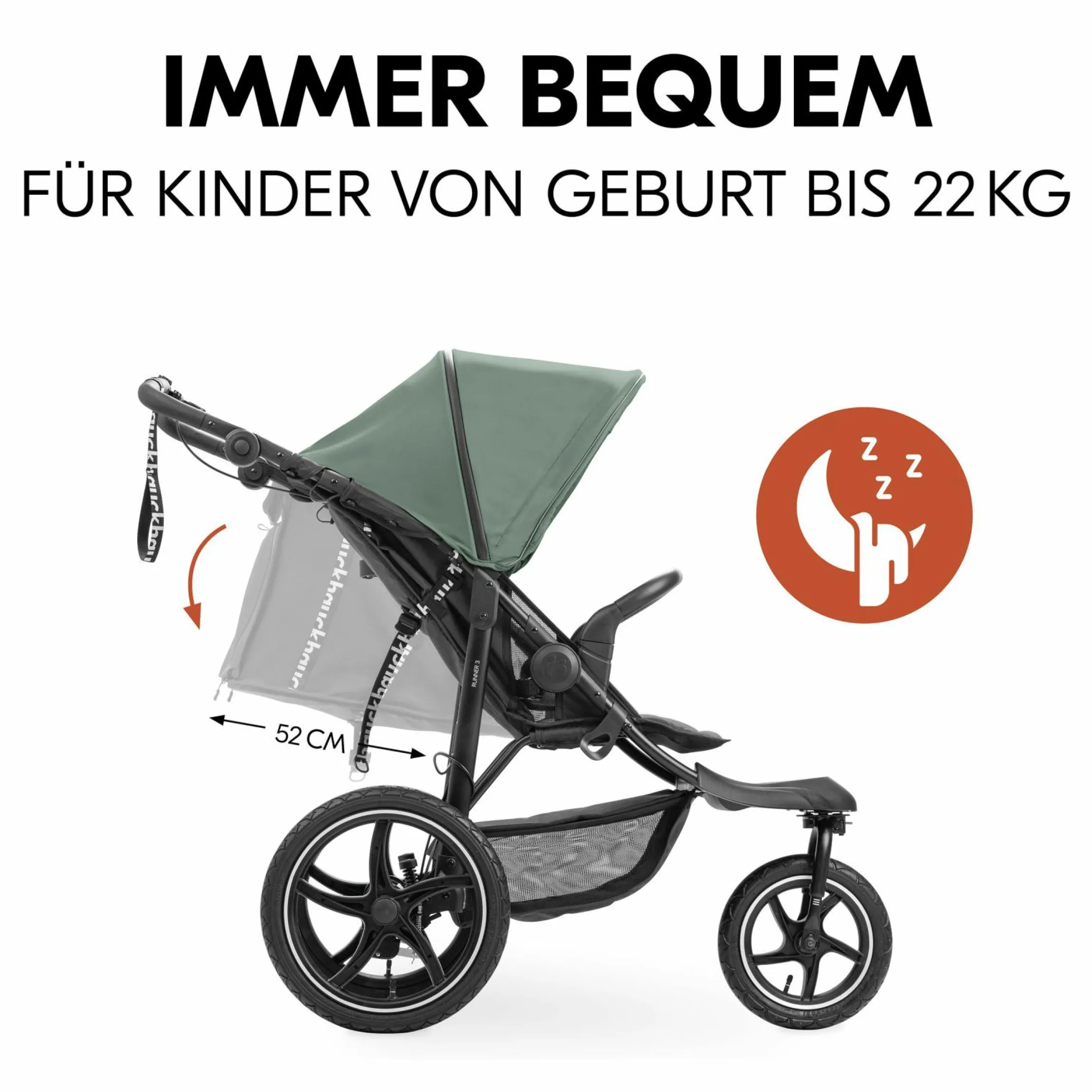 Buggy & Sportwagen Runner 3 (mit großen Luftreifen) - Jungle Green - Kollektion 2024