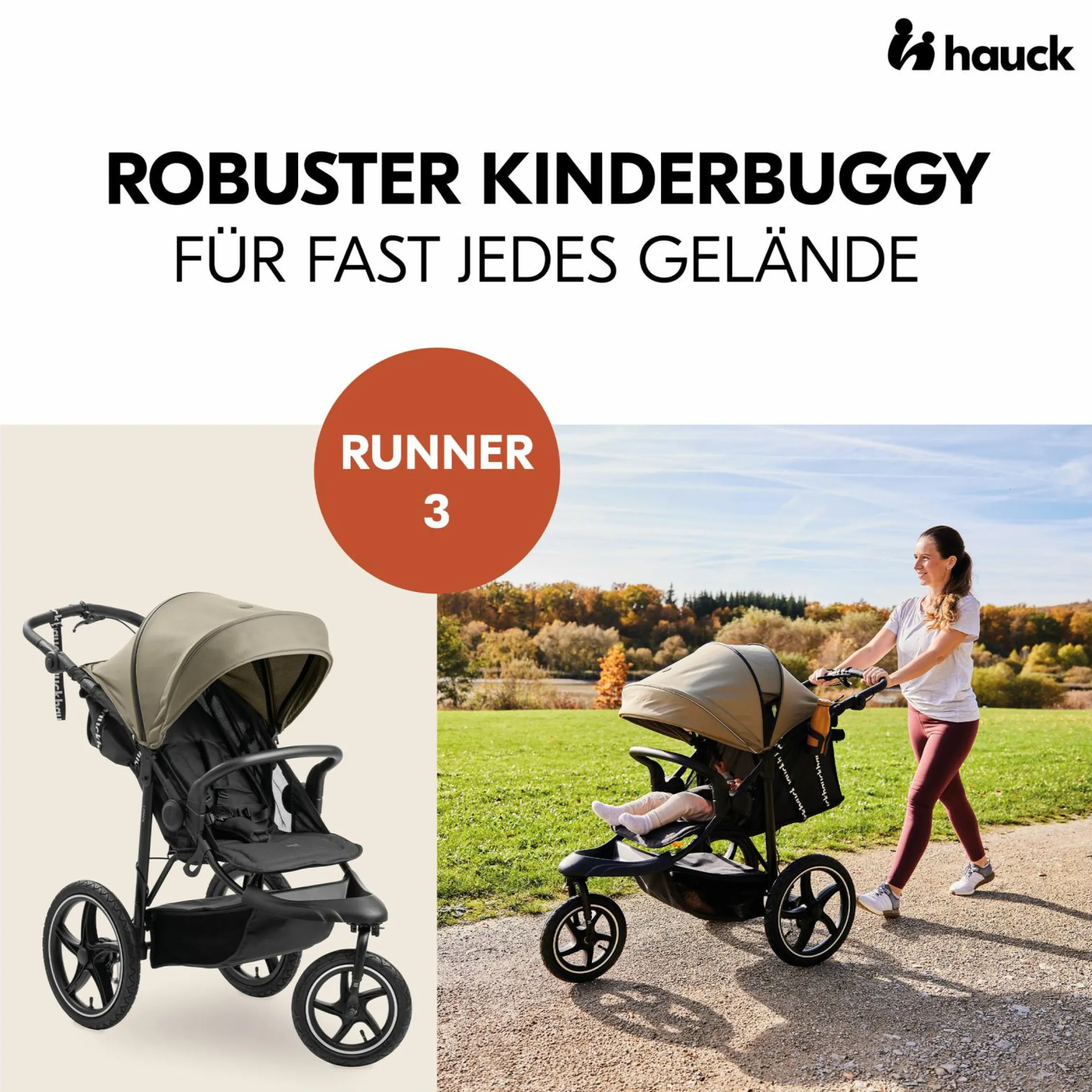Buggy & Sportwagen Runner 3 (mit großen Luftreifen) - Olive - Kollektion 2024