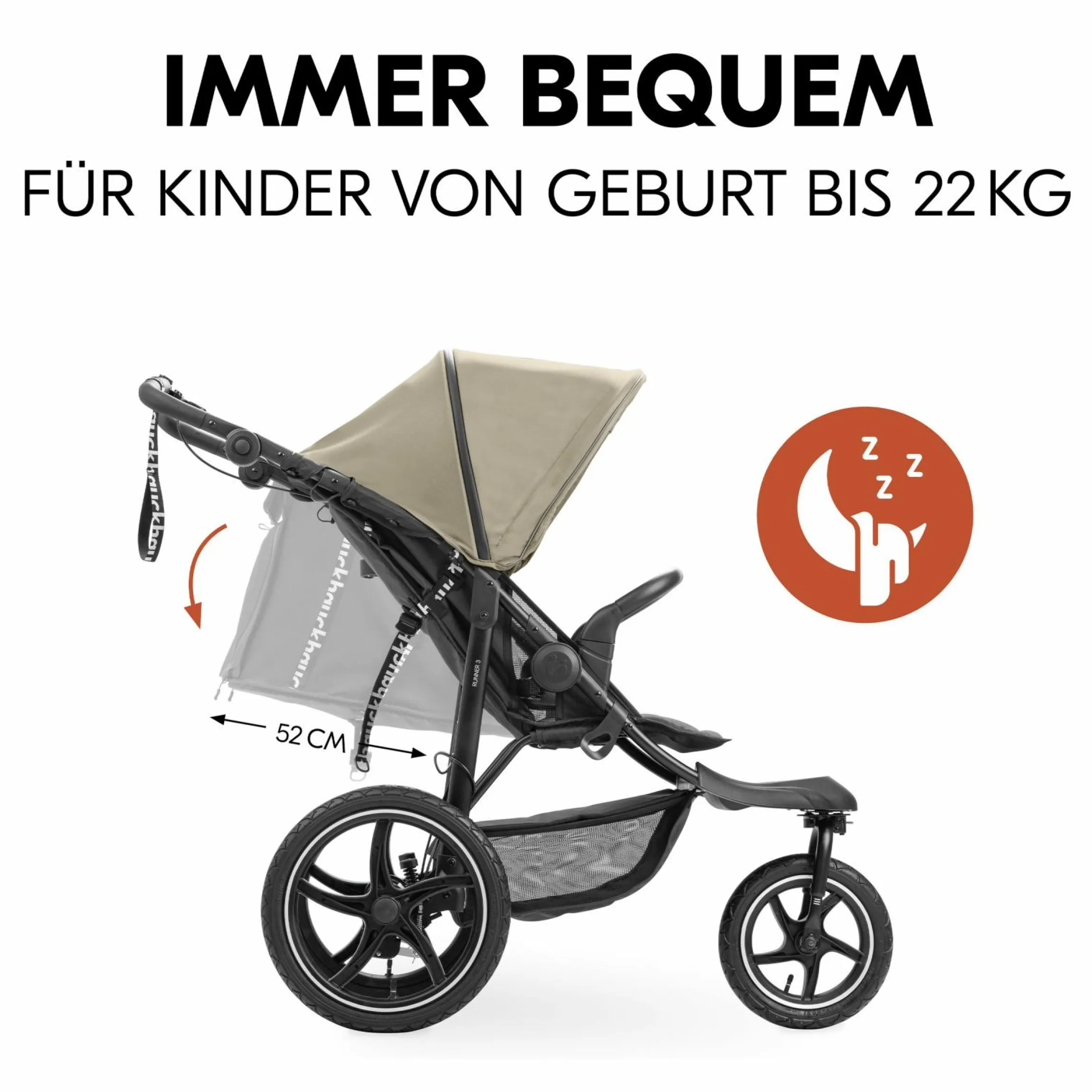 Buggy & Sportwagen Runner 3 (mit großen Luftreifen) - Olive - Kollektion 2024