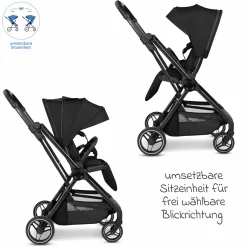 Buggy & Sportwagen S Two bis 22 kg mit umsetzbarer Sitzeinheit & Liegeposition - Black