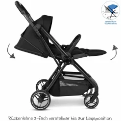 Buggy & Sportwagen S Two bis 22 kg mit umsetzbarer Sitzeinheit & Liegeposition - Black