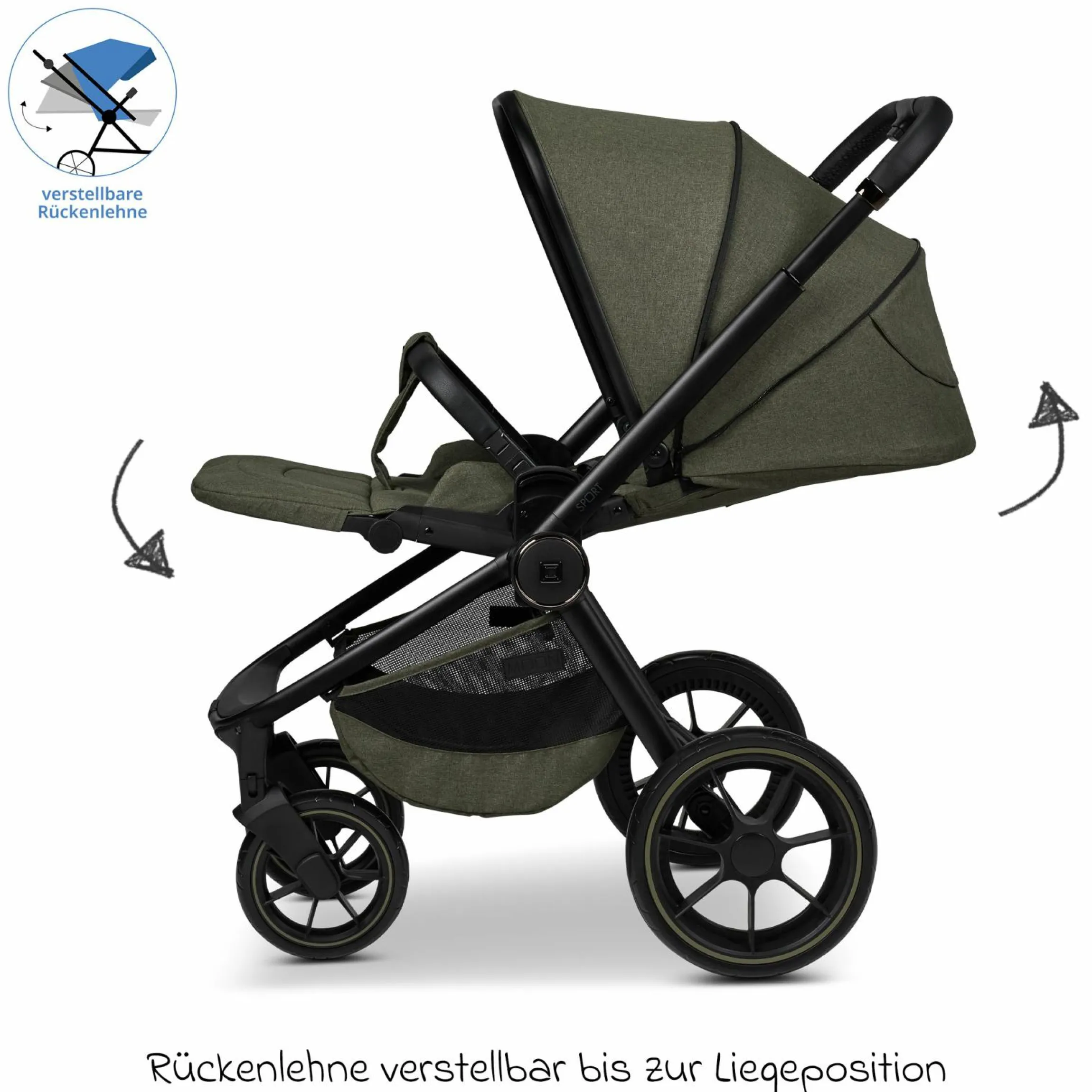 Buggy & Sportwagen Sport bis 22 kg mit Liegeposition, umsetzbare Sitzeinheit und Teleskopschieber - Moss Melange