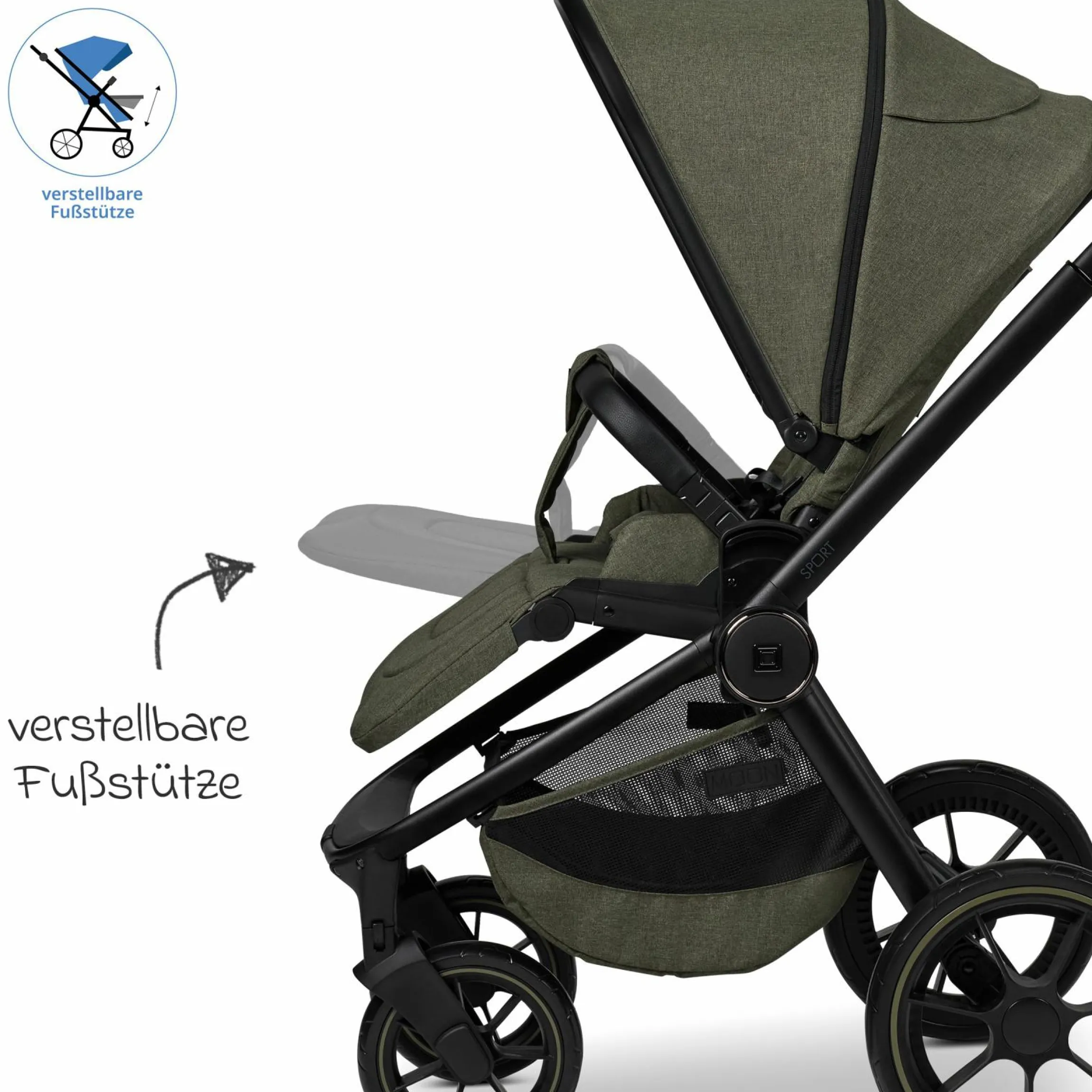 Buggy & Sportwagen Sport bis 22 kg mit Liegeposition, umsetzbare Sitzeinheit und Teleskopschieber - Moss Melange