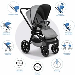 Buggy & Sportwagen Sport bis 22 kg mit Liegeposition, umsetzbare Sitzeinheit und Teleskopschieber - Stone Melange