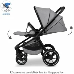 Buggy & Sportwagen Sport bis 22 kg mit Liegeposition, umsetzbare Sitzeinheit und Teleskopschieber - Stone Melange