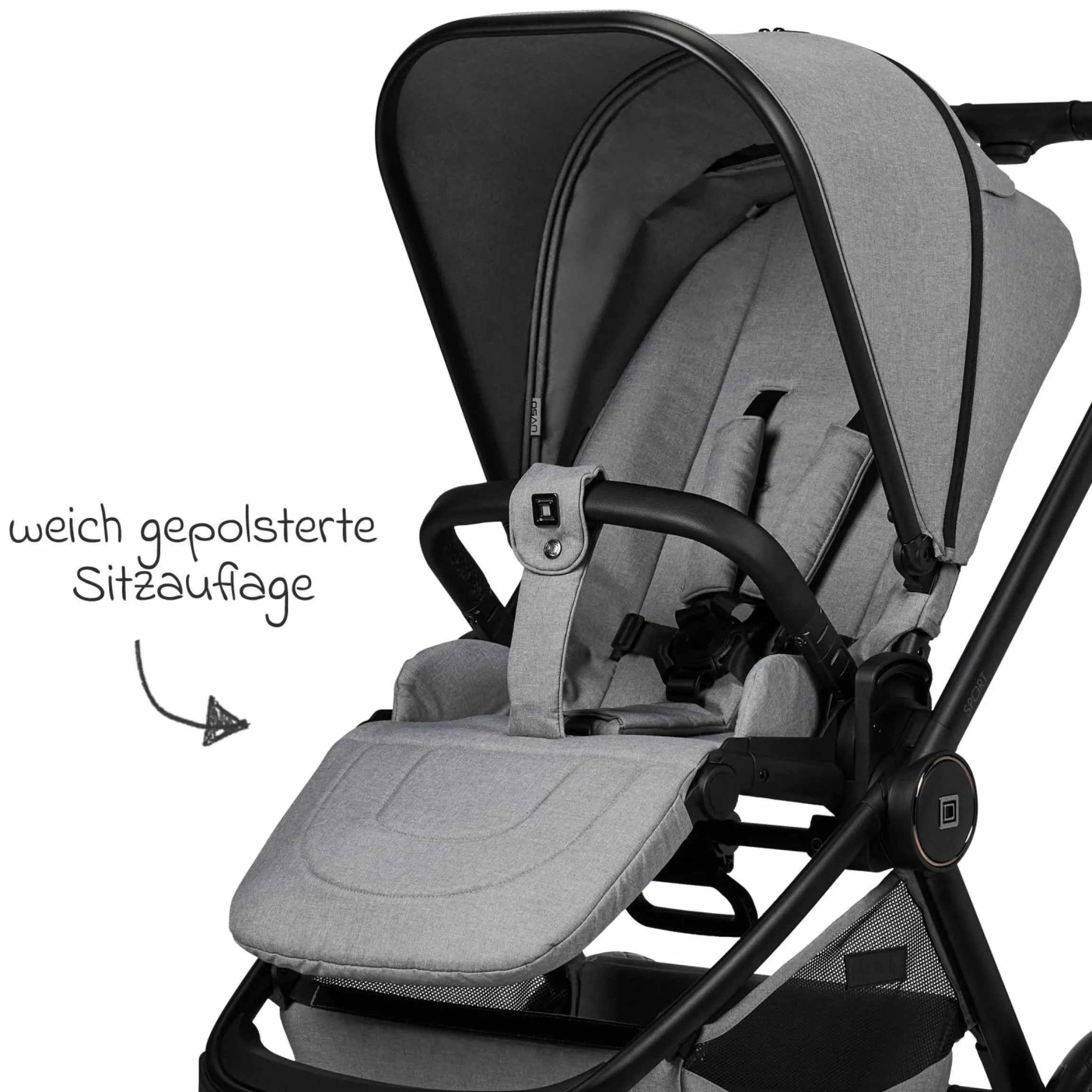 Buggy & Sportwagen Sport bis 22 kg mit Liegeposition, umsetzbare Sitzeinheit und Teleskopschieber - Stone Melange