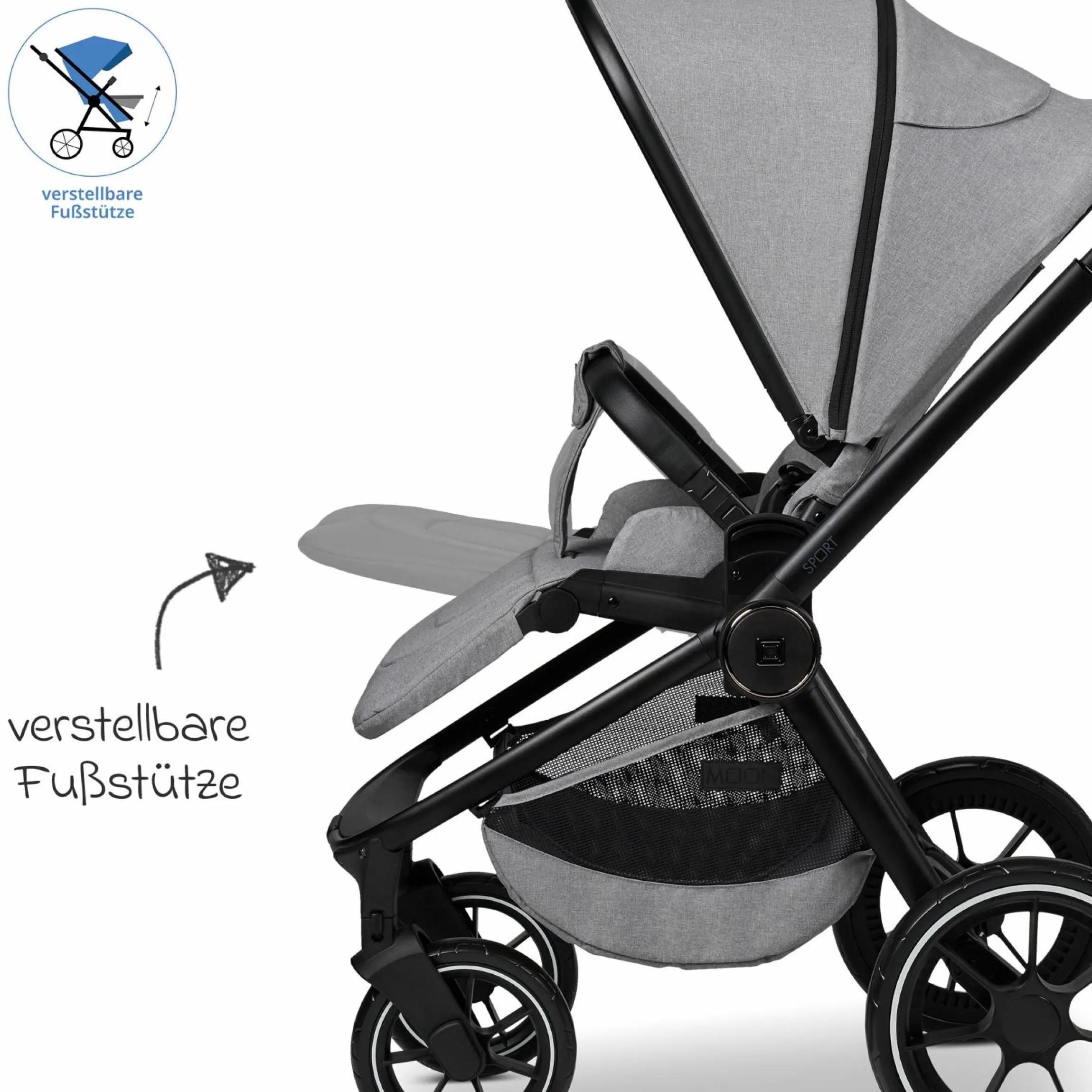 Buggy & Sportwagen Sport bis 22 kg mit Liegeposition, umsetzbare Sitzeinheit und Teleskopschieber - Stone Melange