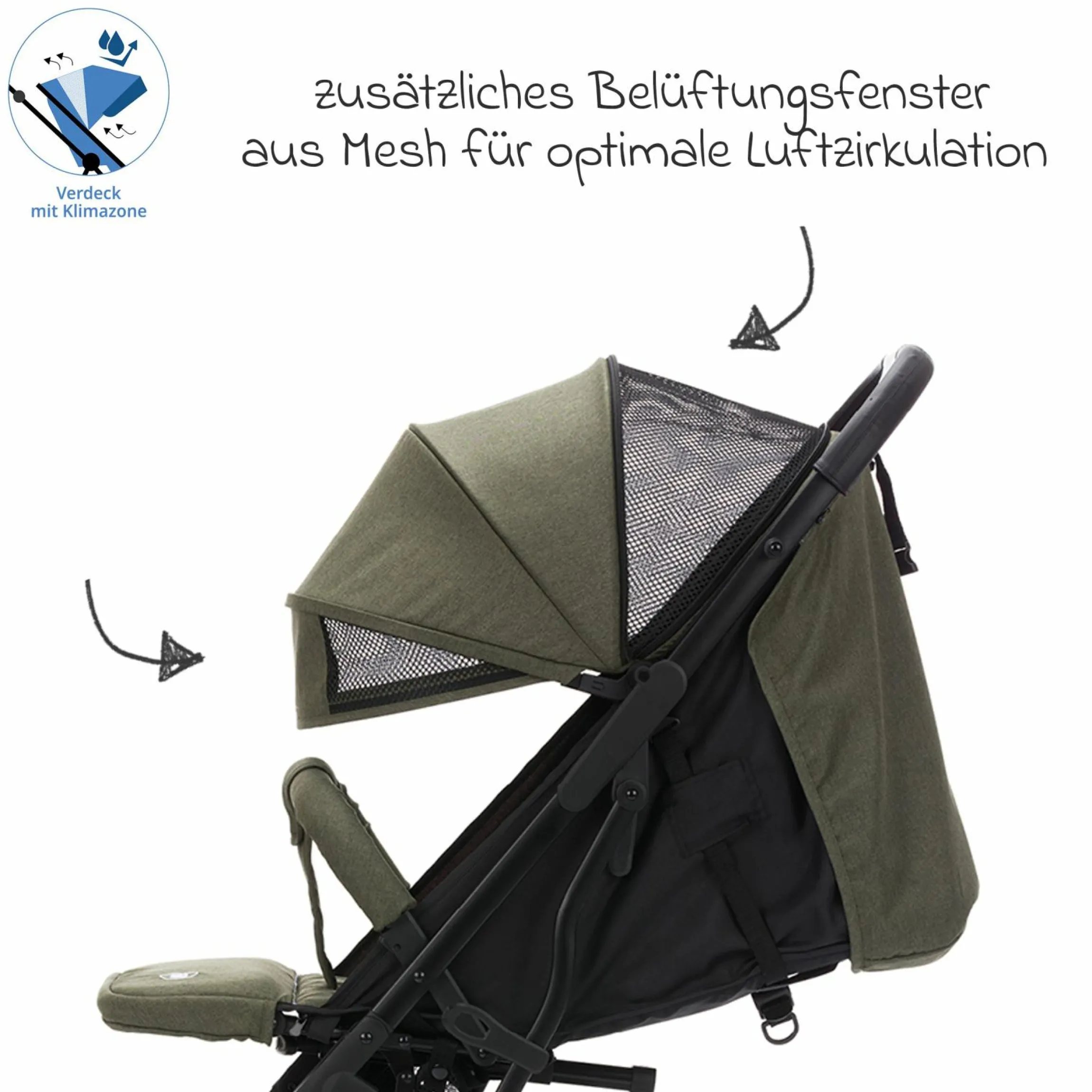 Buggy & Sportwagen Styler Elite bis 22 kg mit Trolly-Funktion und Liegefunktion - Olive Melange