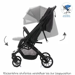 Buggy & Sportwagen Styler Elite bis 22 kg mit Trolly-Funktion und Liegefunktion - Schwarz