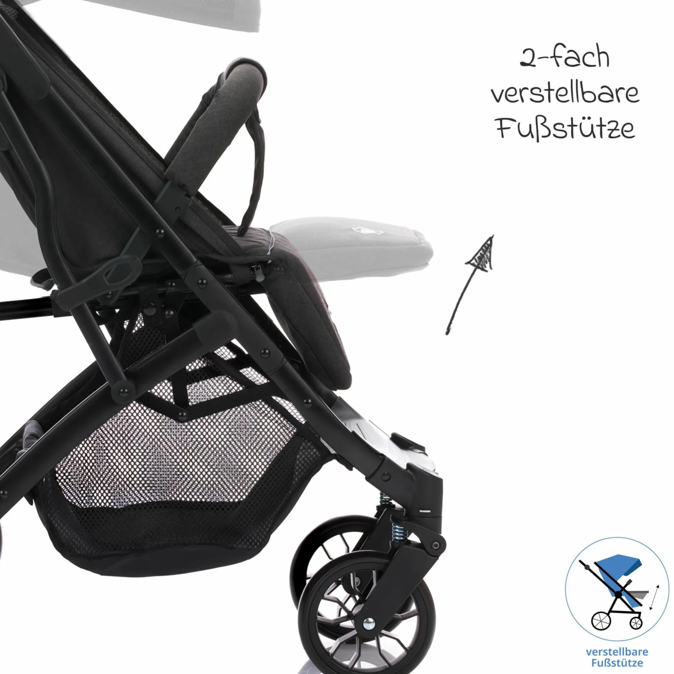 Buggy & Sportwagen Styler Elite bis 22 kg mit Trolly-Funktion und Liegefunktion - Schwarz