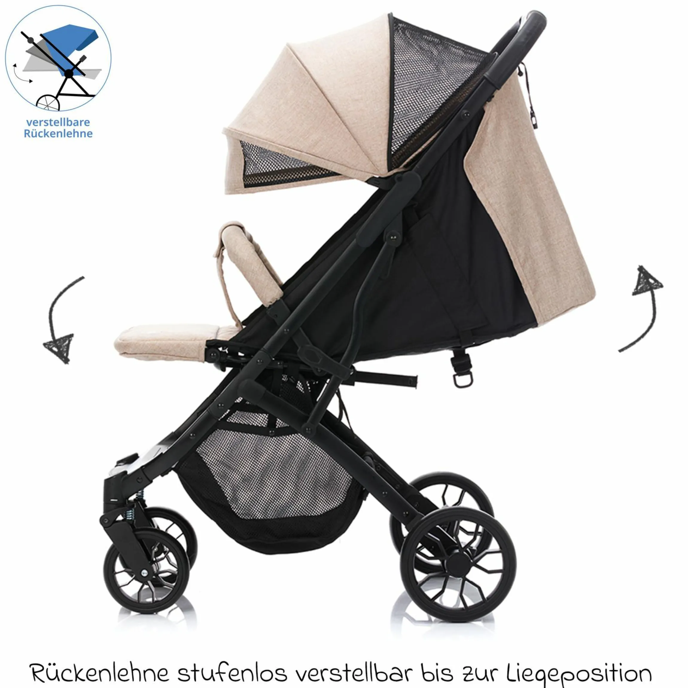 Buggy & Sportwagen Styler Elite bis 22 kg mit Trolly-Funktion und Liegefunktion - Sand Melange