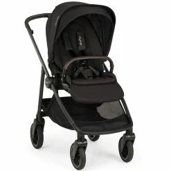 Buggy & Sportwagen Swiv bis 22 kg mit magnetischem Gurtverschluss, umsetzbarem Sportsitz, höhenverstellbarem Schieber, inkl. Adapter, Transporttasche, Getränkehalter & Regenschutz - Caviar