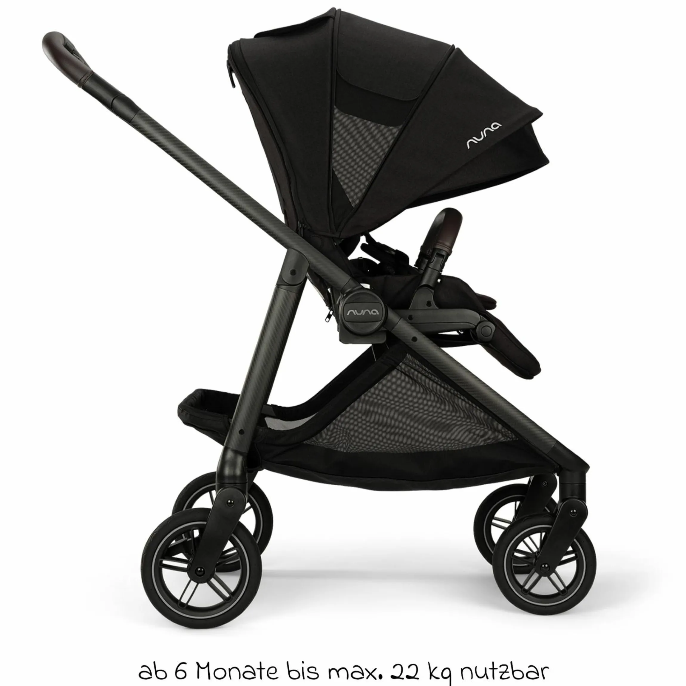 Buggy & Sportwagen Swiv bis 22 kg mit magnetischem Gurtverschluss, umsetzbarem Sportsitz, höhenverstellbarem Schieber, inkl. Adapter, Transporttasche, Getränkehalter & Regenschutz - Caviar