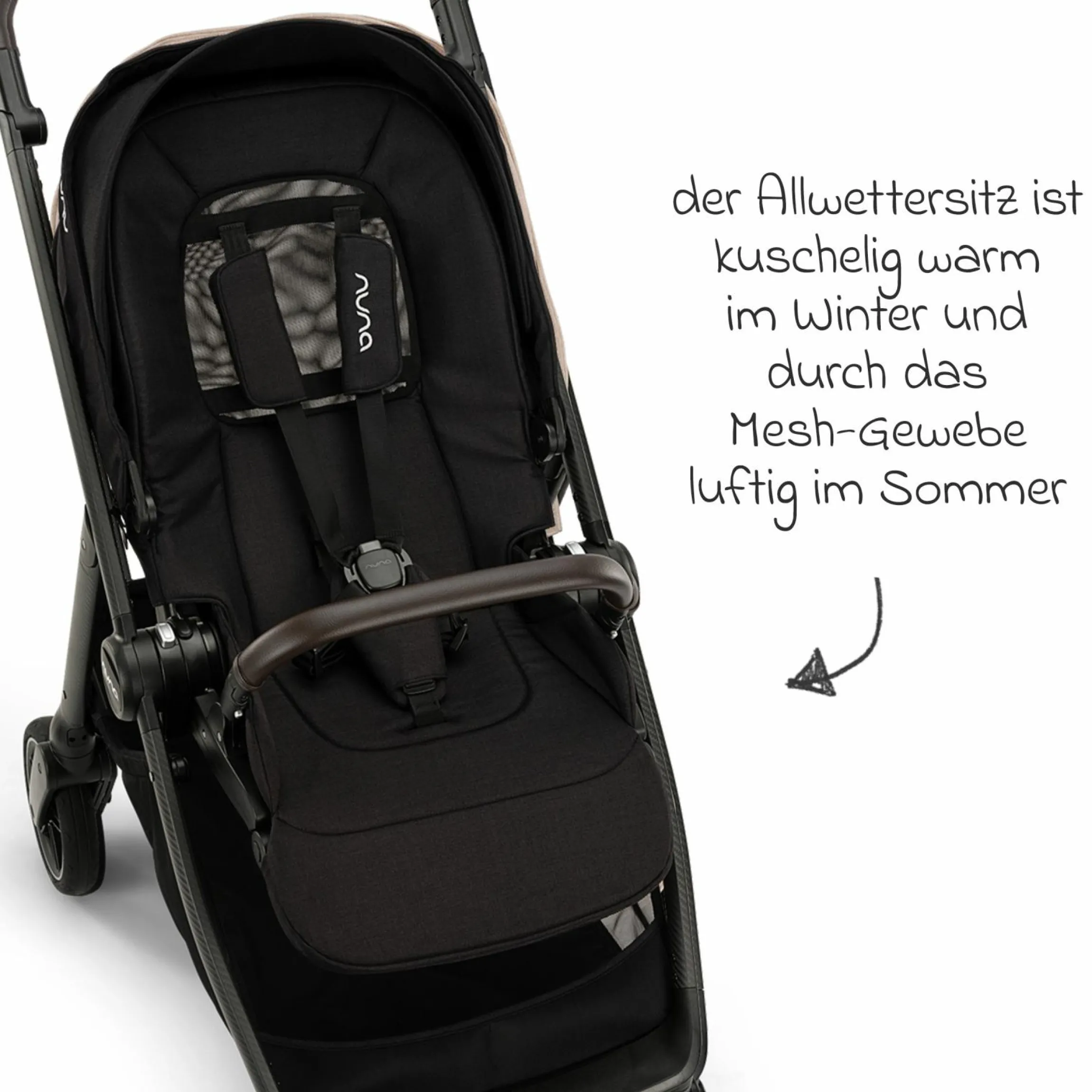 Buggy & Sportwagen Swiv bis 22 kg mit magnetischem Gurtverschluss, umsetzbarem Sportsitz, höhenverstellbarem Schieber, inkl. Adapter, Transporttasche, Getränkehalter & Regenschutz - Caviar