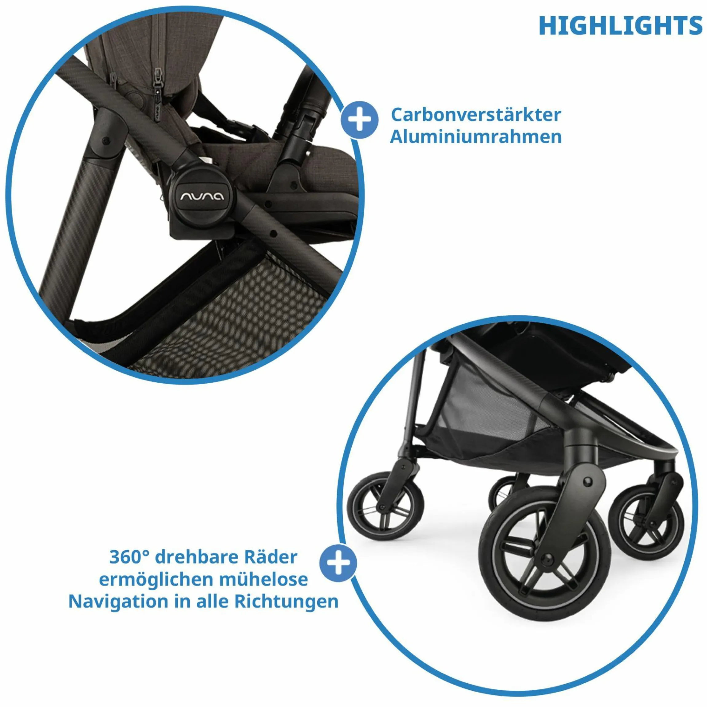 Buggy & Sportwagen Swiv bis 22 kg mit magnetischem Gurtverschluss, umsetzbarem Sportsitz, höhenverstellbarem Schieber, inkl. Adapter, Transporttasche, Getränkehalter & Regenschutz - Granite