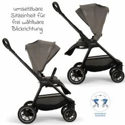 Buggy & Sportwagen TRIV next bis 22 kg mit magnetischem Gurtverschluss, umsetzbarem Allwettersitz, höhenverstellbarem Schieber - nur 8,9 kg schwer inkl. Adapter & Regenschutz - Granite - Kollektion 2025