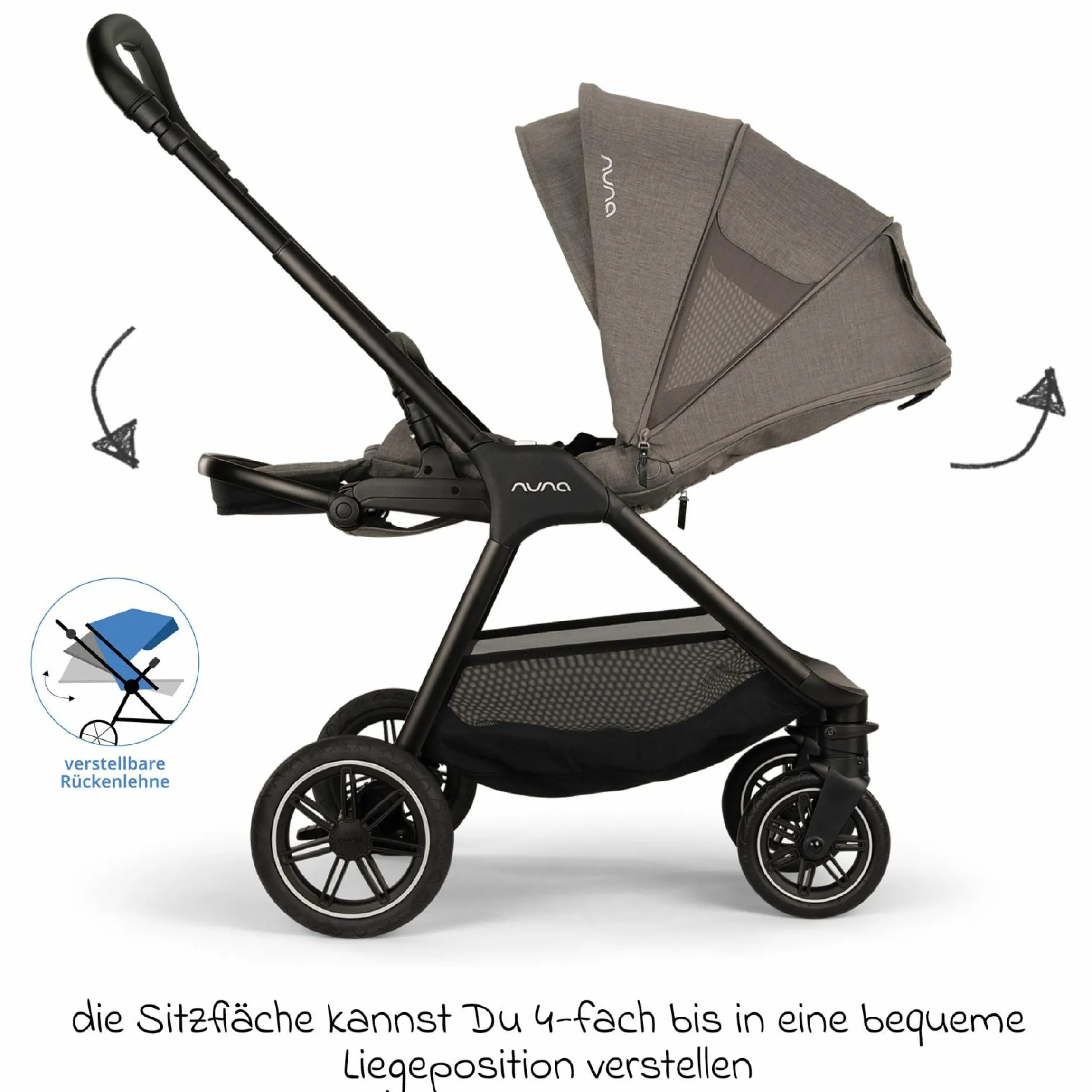 Buggy & Sportwagen TRIV next bis 22 kg mit magnetischem Gurtverschluss, umsetzbarem Allwettersitz, höhenverstellbarem Schieber - nur 8,9 kg schwer inkl. Adapter & Regenschutz - Granite - Kollektion 2025