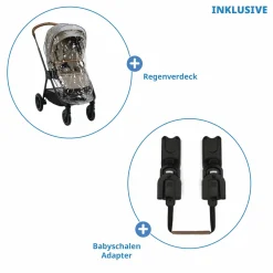 Buggy & Sportwagen TRIV next bis 22 kg mit magnetischem Gurtverschluss, umsetzbarem Allwettersitz, höhenverstellbarem Schieber - nur 8,9 kg schwer inkl. Adapter & Regenschutz - Cedar - Kollektion 2025