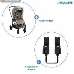 Buggy & Sportwagen TRIV next bis 22 kg mit magnetischem Gurtverschluss, umsetzbarem Allwettersitz, höhenverstellbarem Schieber - nur 8,9 kg schwer inkl. Adapter & Regenschutz - Biscotti - Kollektion 2025