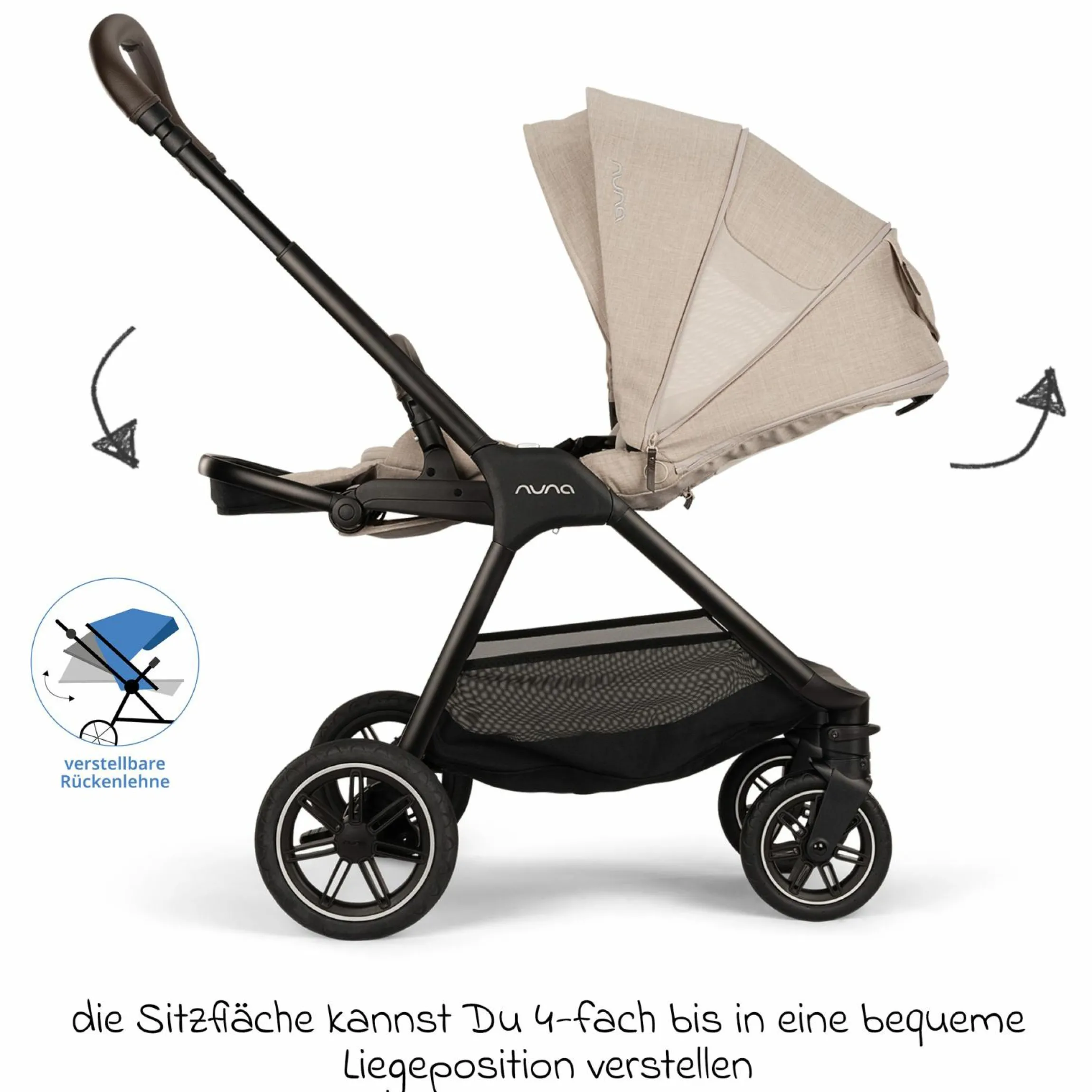 Buggy & Sportwagen TRIV next bis 22 kg mit magnetischem Gurtverschluss, umsetzbarem Allwettersitz, höhenverstellbarem Schieber - nur 8,9 kg schwer inkl. Adapter & Regenschutz - Biscotti - Kollektion 2025