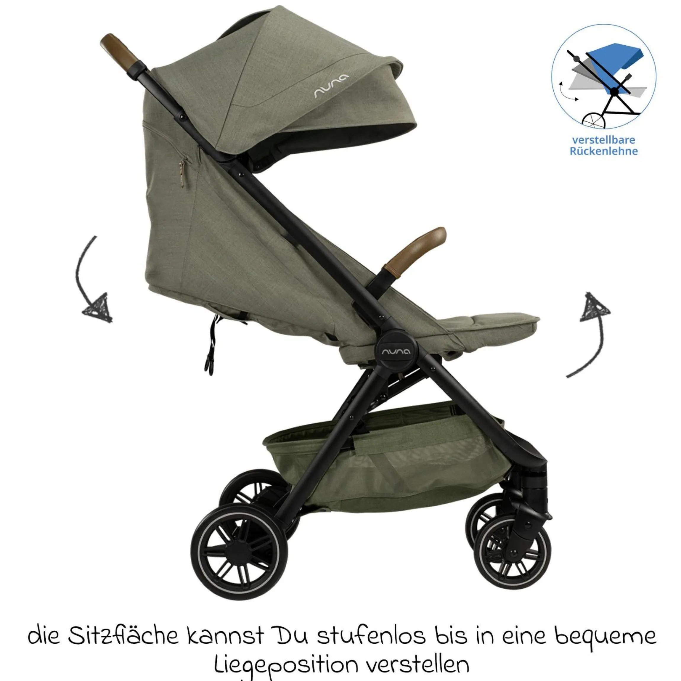 Buggy & Sportwagen TRVL Lx bis 22 kg mit magnetischem Gurtverschluss, automatischem Faltmechanismus inkl. Regenschutz & Transporttasche - Pine - Kollektion 2025