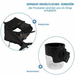 Buggy & Sportwagen TRVL Lx bis 22 kg mit magnetischem Gurtverschluss, automatischem Faltmechanismus inkl. Regenschutz & Transporttasche - Caviar - Kollektion 2025