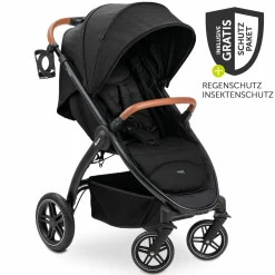 Buggy & Sportwagen UpTown Black (mit Liegefunktion & Einhand-Faltung) inkl. XXL Zubehörpaket - Melange Black