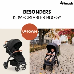 Buggy & Sportwagen UpTown Black (mit Liegefunktion & Einhand-Faltung) inkl. XXL Zubehörpaket - Melange Black
