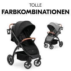 Buggy & Sportwagen UpTown Black (mit Liegefunktion & Einhand-Faltung) inkl. XXL Zubehörpaket - Melange Black